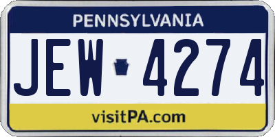PA license plate JEW4274
