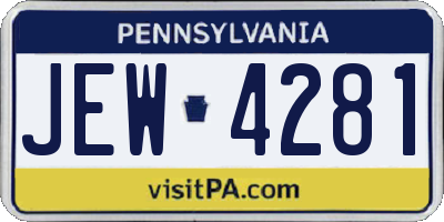 PA license plate JEW4281