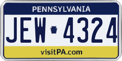 PA license plate JEW4324