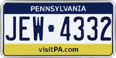 PA license plate JEW4332