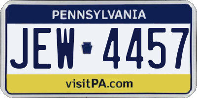 PA license plate JEW4457