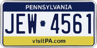PA license plate JEW4561