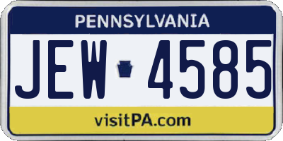 PA license plate JEW4585