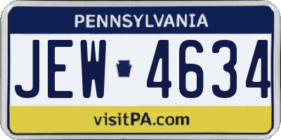PA license plate JEW4634