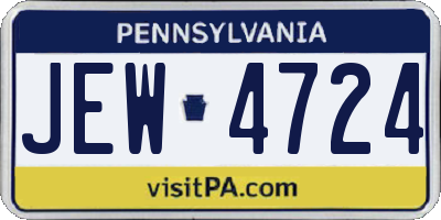 PA license plate JEW4724