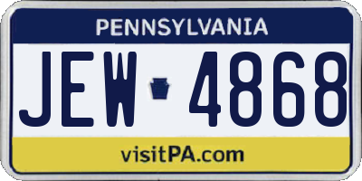 PA license plate JEW4868
