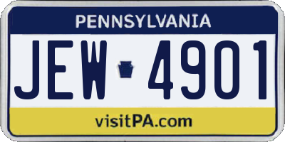 PA license plate JEW4901