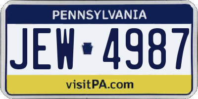 PA license plate JEW4987