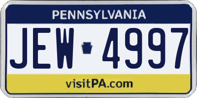PA license plate JEW4997