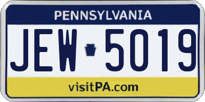 PA license plate JEW5019