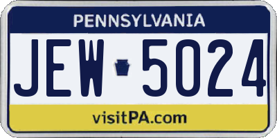 PA license plate JEW5024