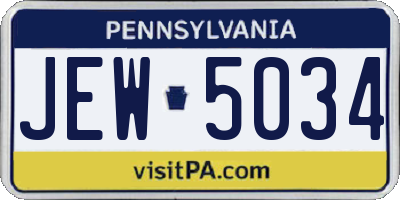 PA license plate JEW5034
