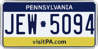 PA license plate JEW5094