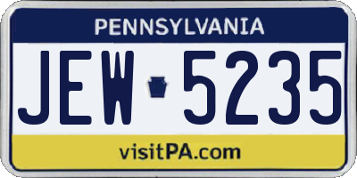 PA license plate JEW5235