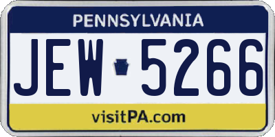 PA license plate JEW5266