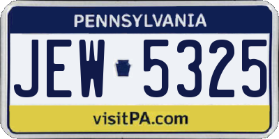 PA license plate JEW5325