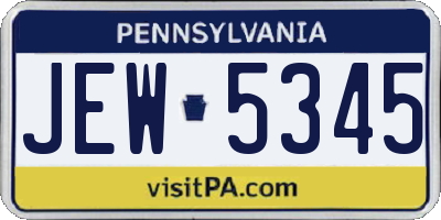 PA license plate JEW5345