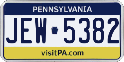 PA license plate JEW5382