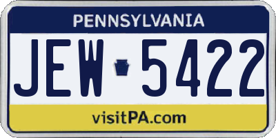 PA license plate JEW5422
