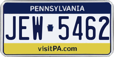 PA license plate JEW5462