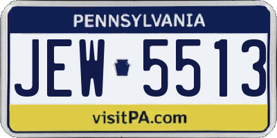 PA license plate JEW5513