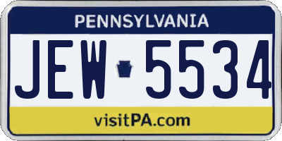 PA license plate JEW5534