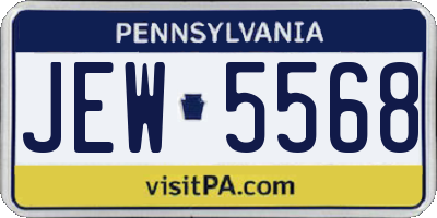 PA license plate JEW5568