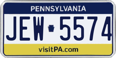 PA license plate JEW5574