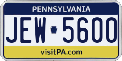 PA license plate JEW5600