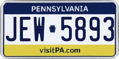 PA license plate JEW5893