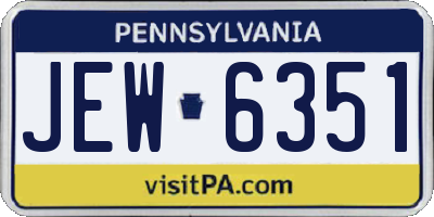 PA license plate JEW6351