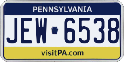 PA license plate JEW6538