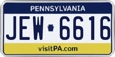 PA license plate JEW6616