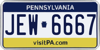 PA license plate JEW6667