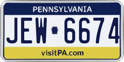 PA license plate JEW6674