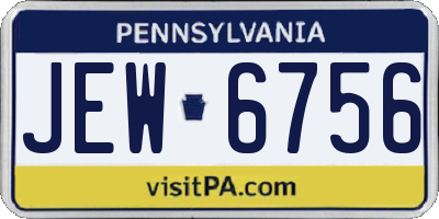 PA license plate JEW6756
