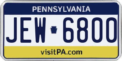 PA license plate JEW6800