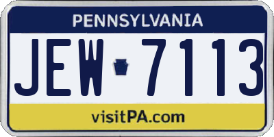 PA license plate JEW7113