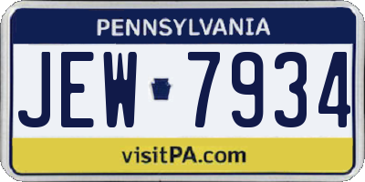 PA license plate JEW7934