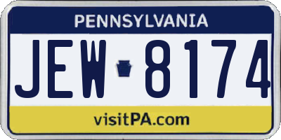 PA license plate JEW8174