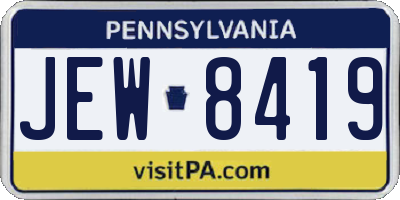 PA license plate JEW8419