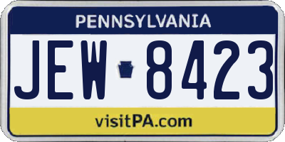 PA license plate JEW8423
