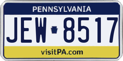 PA license plate JEW8517