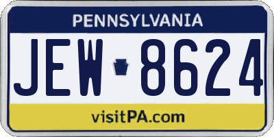 PA license plate JEW8624