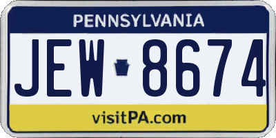 PA license plate JEW8674