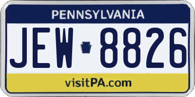 PA license plate JEW8826