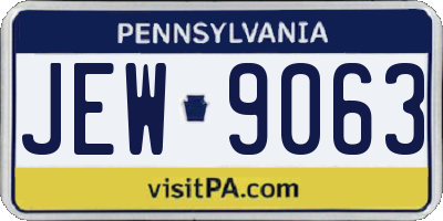 PA license plate JEW9063