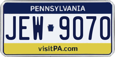 PA license plate JEW9070