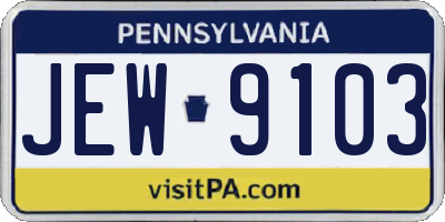 PA license plate JEW9103