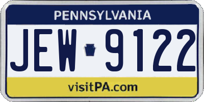 PA license plate JEW9122